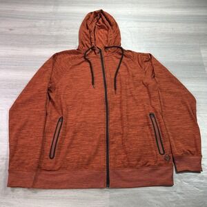 Kathmandu Hoodie Mens XL Orange Full Zip Grid Fleece Stretch Jacket Outdoor
